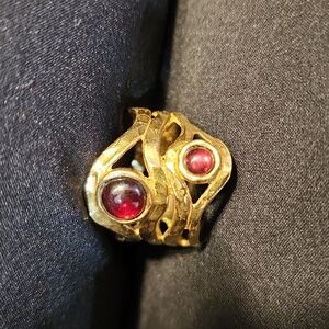 Gold-Plated Sterling Silver Ring with Lab-Created Rubies